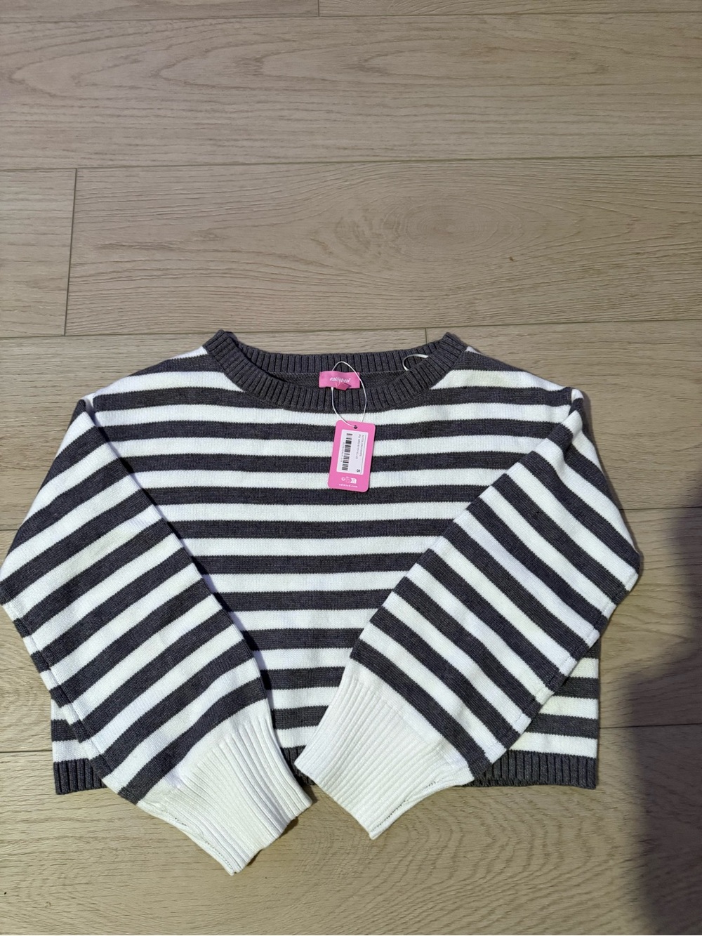 Edikted Black and White Striped Cropped Sweater